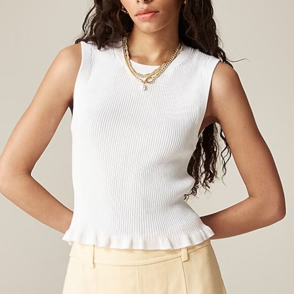 J. Crew Ruffle-trim shell tank top in premium ultra-fine cotton Size XL - Picture 1 of 8